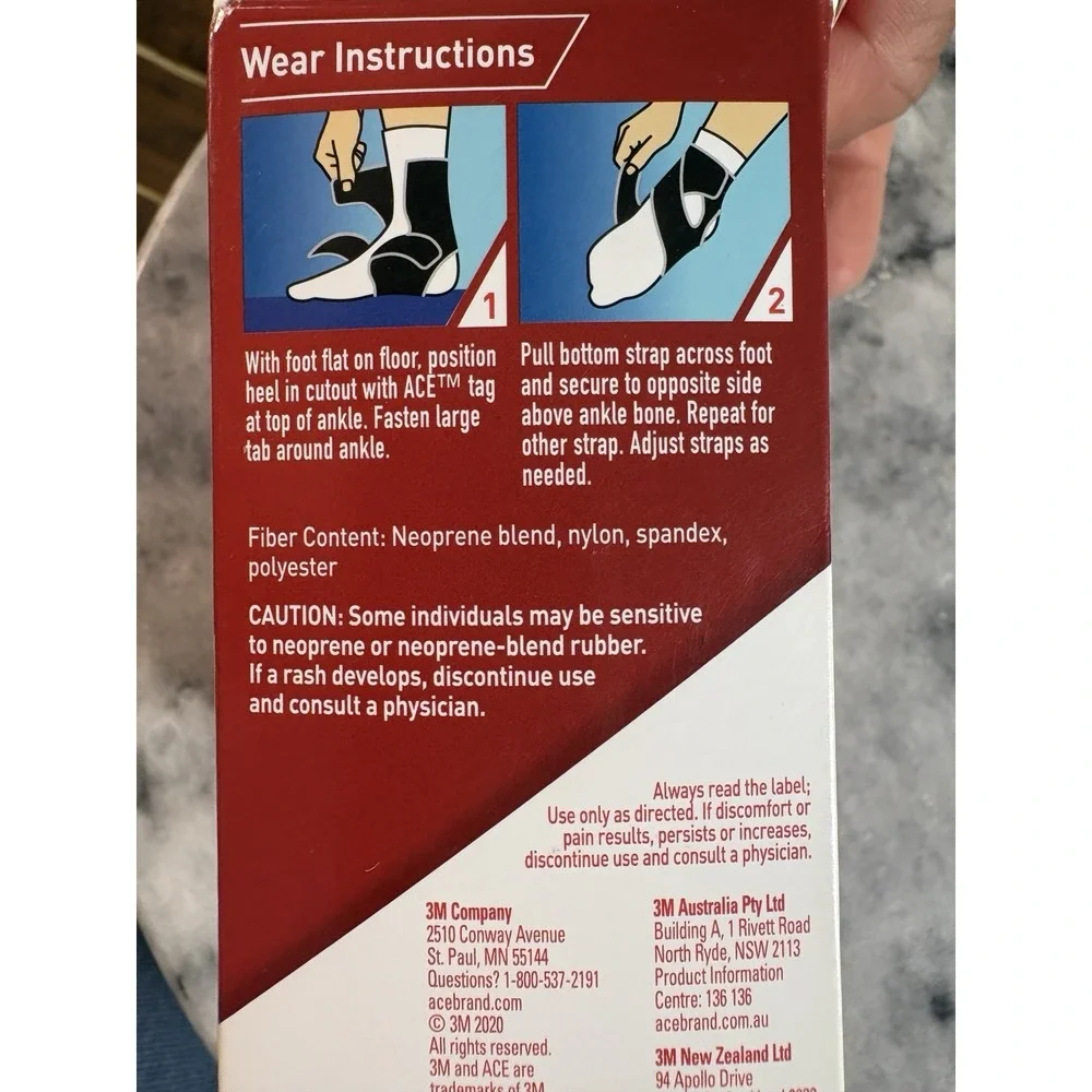 ACE Adjustable Compression Ankle Brace Support, Black, Adjustable Size, 207248